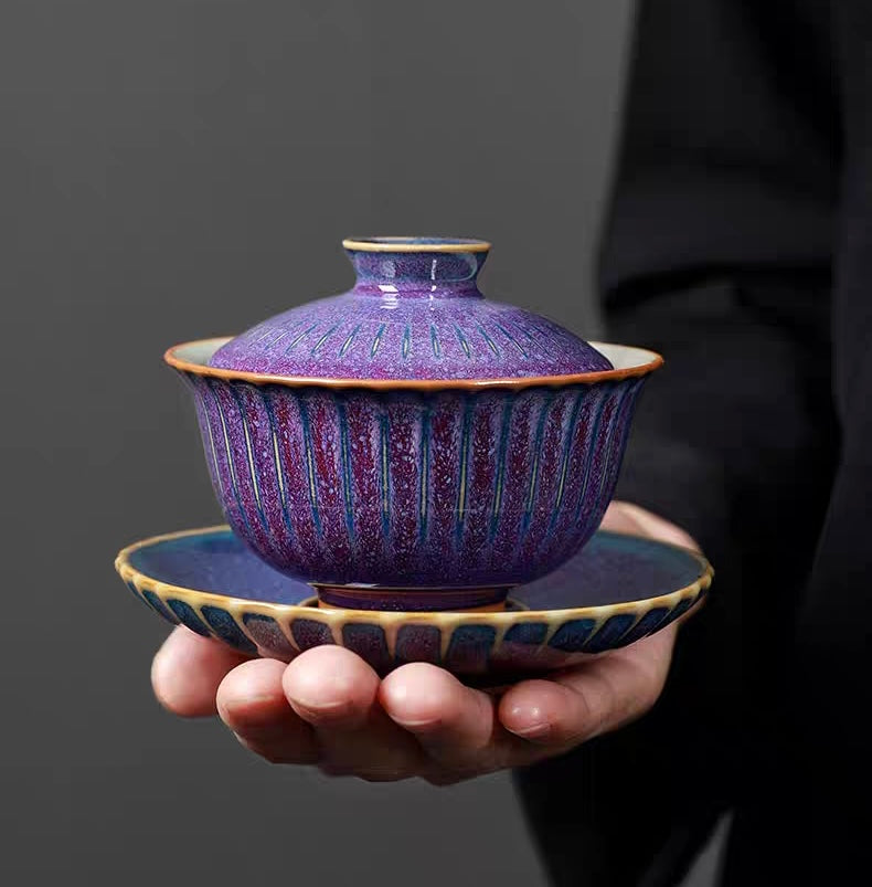 Yao Bian Jun Kiln Dreamy Purple Color Gaiwan—Each one is unique