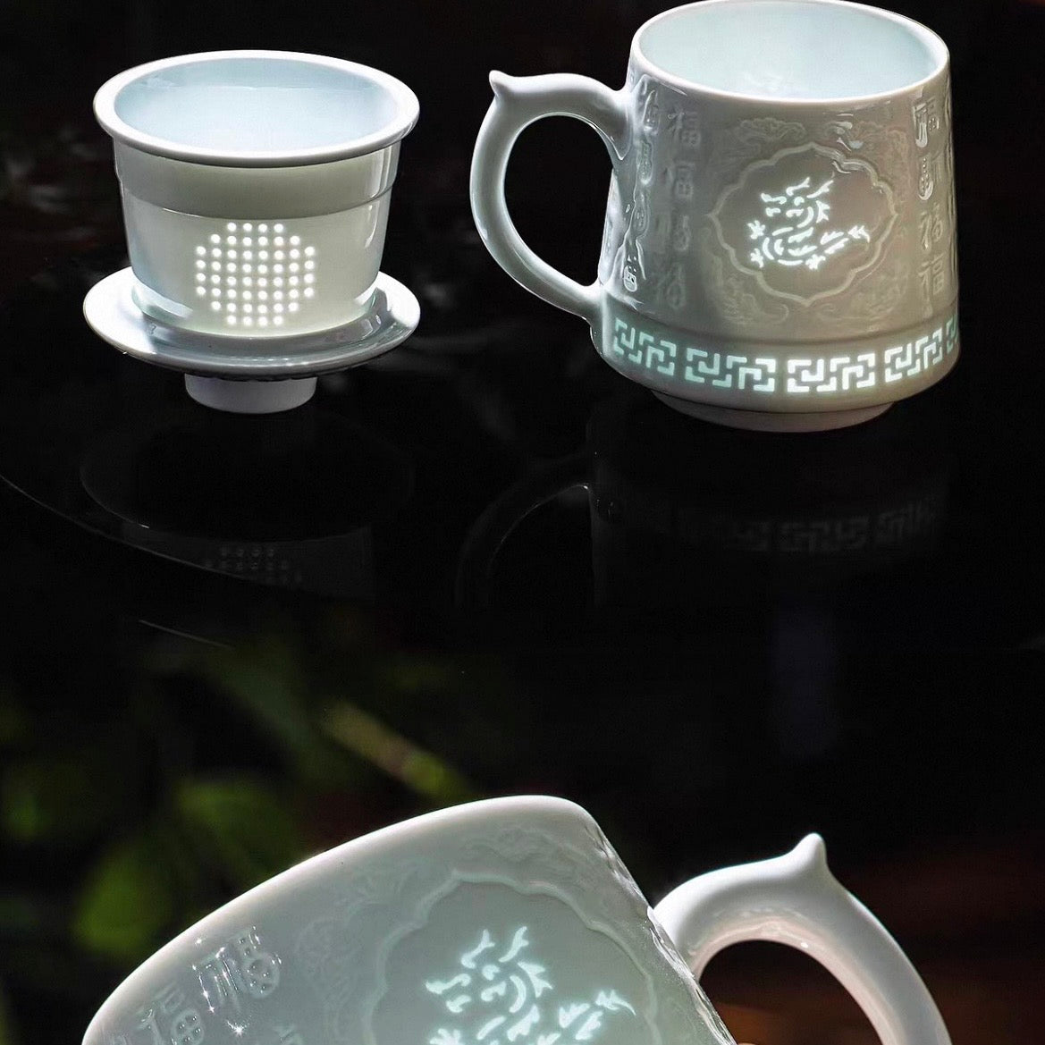 Jingdezhen Linglong Porcelain Zodiac Tea Mug-Brew Tea Easily