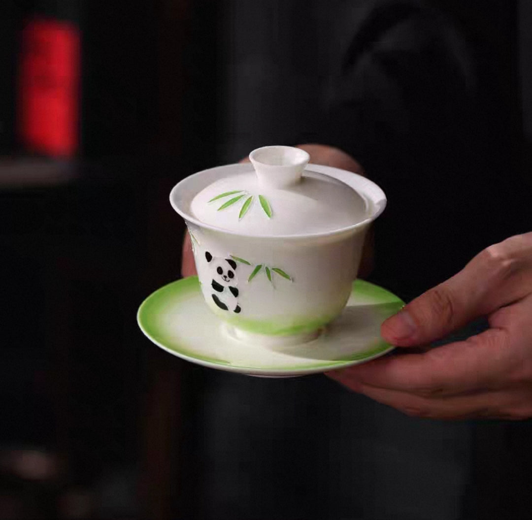 3D and Hand Painting Panda Patterns Gaiwan