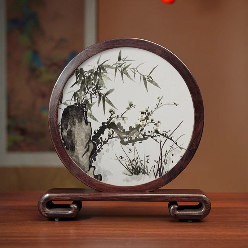 Suzhou embroidery featuring Chinese landscapes, flowers and plants