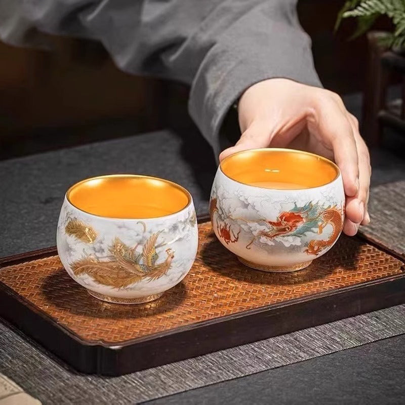 24K Gilt Auspicious Phoenix Master Cup