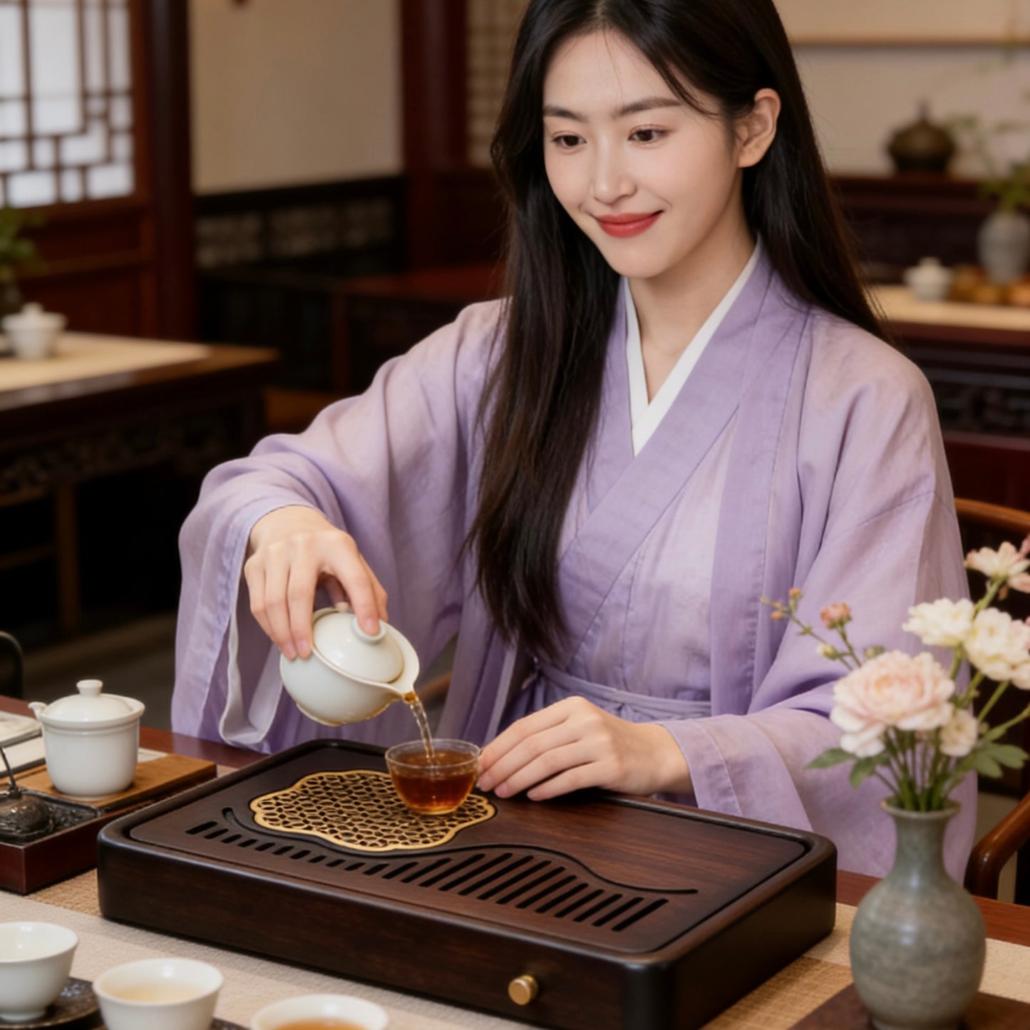Premium Bamboo Tea Tray – Elegant "Sea View" Design for Tea Lovers—Elevate Your Tea Ritual with Timeless Craftsmanship