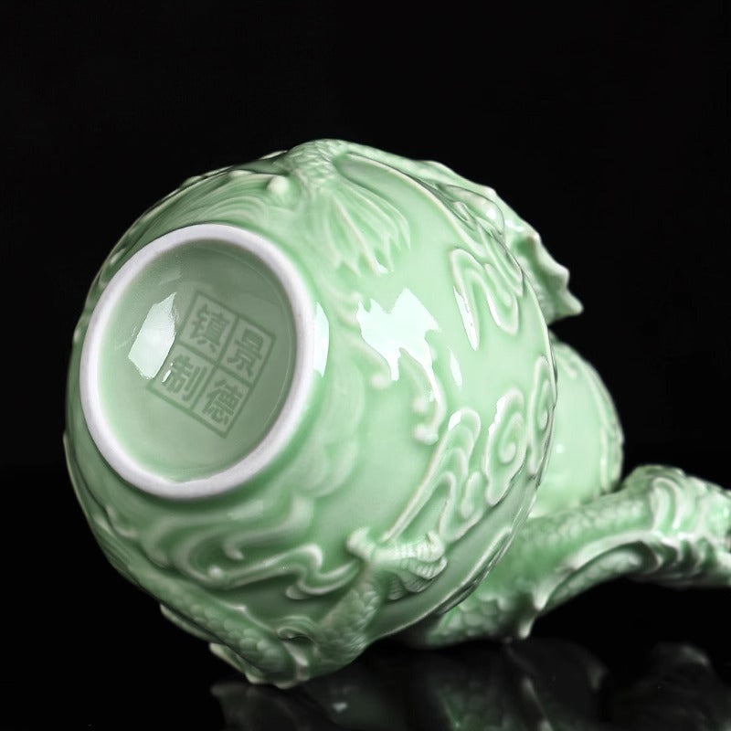 Ceramic Wine Jar with Two Dragons Playing with a Pearl
