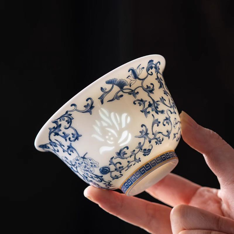 Three Layered Covered Bowl Made of Suet like Jade Porcelain