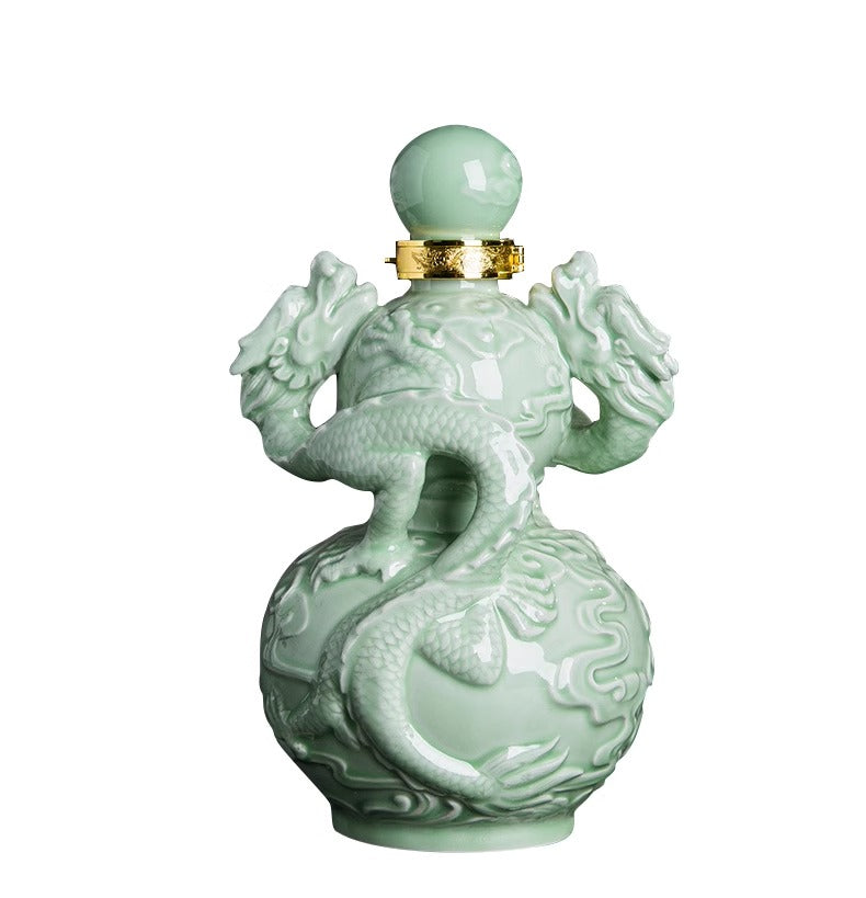 Ceramic Wine Jar with Two Dragons Playing with a Pearl