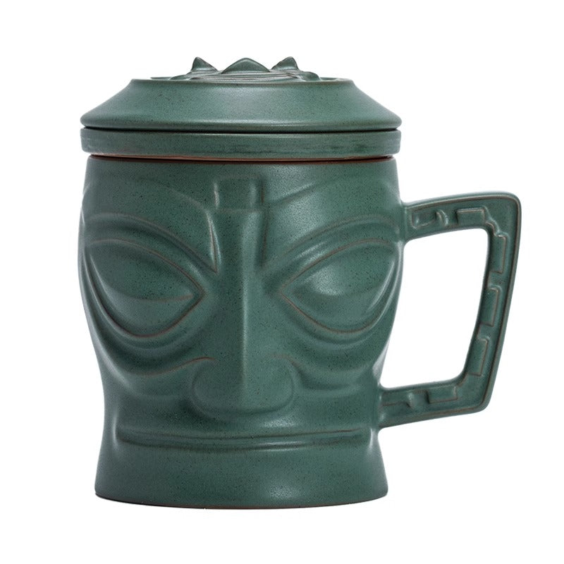 Sanxingdui Mask-shaped Mug with a Lid