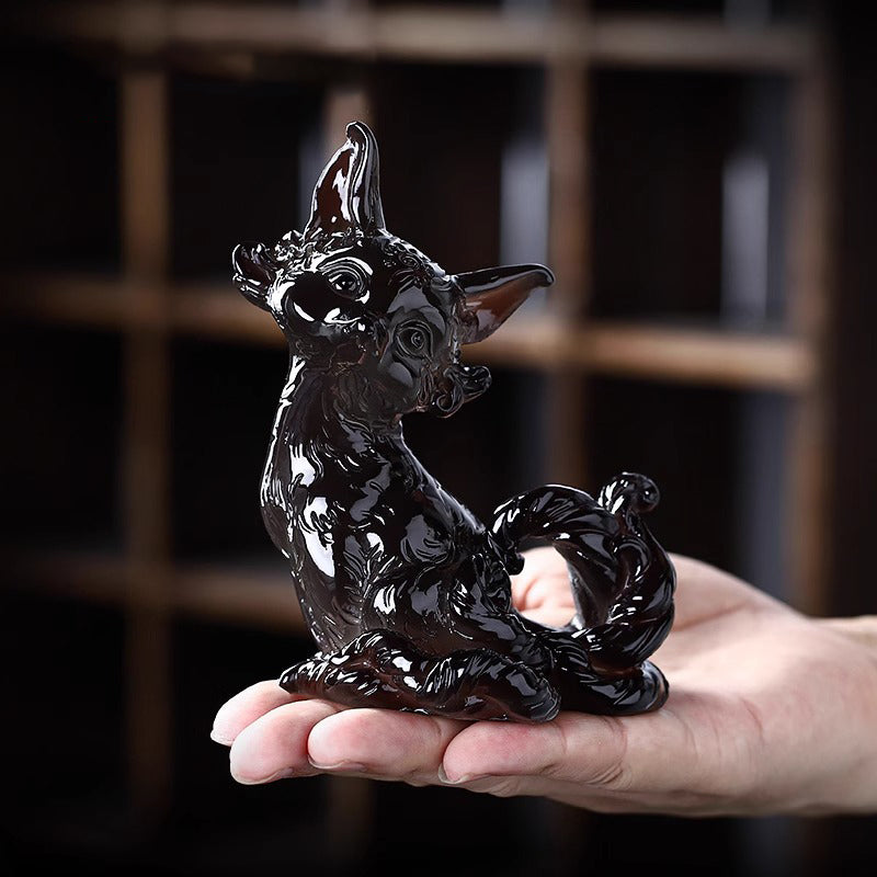 The color-changing tea pet in the shape of a Nine-Tailed Spiritual Fox