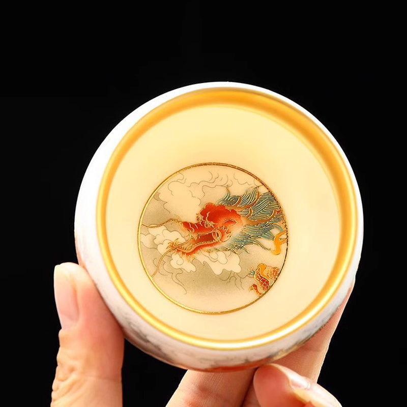 24K Gilt Auspicious Dragon Master Cup