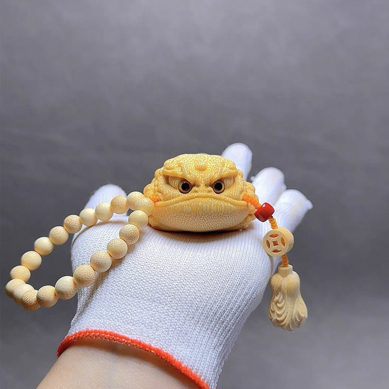 Handmade bamboo root golden toad