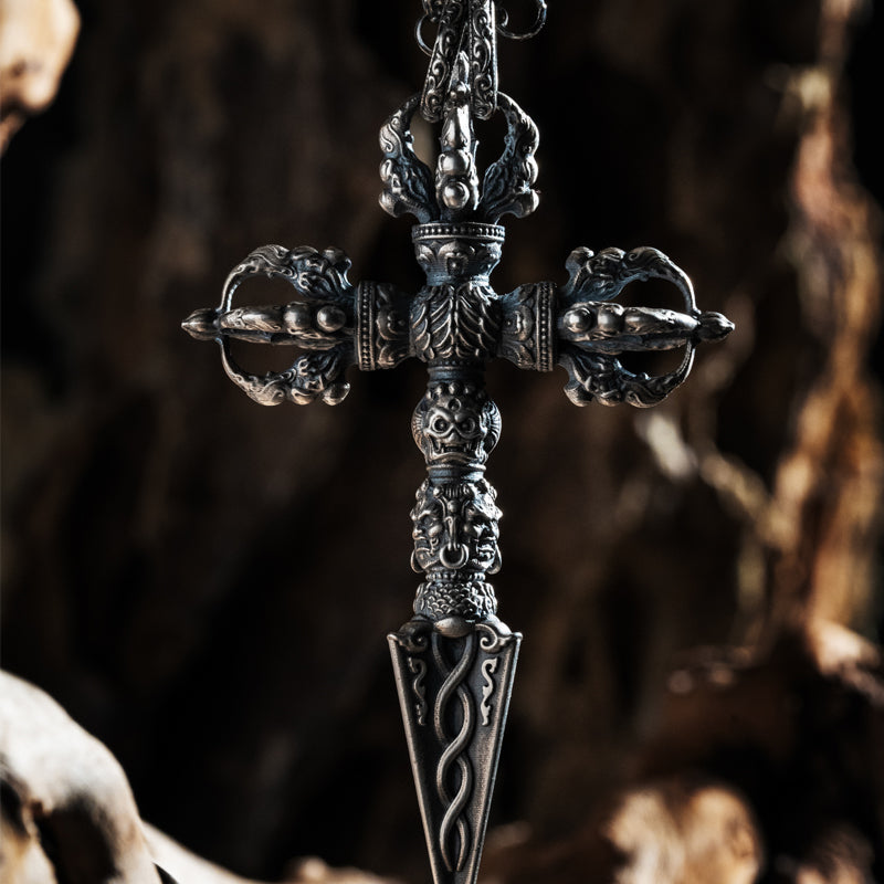 S925 Pure Silver Demon - Subduing Vajra Pestle Necklace