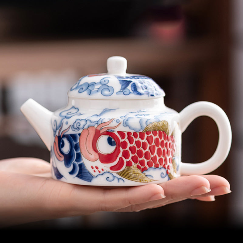 Mutton Fat Jade Arowana Tea Set