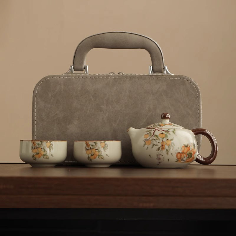 Ru Kiln Gongfu Tea Set with Interlaced Branch Pattern