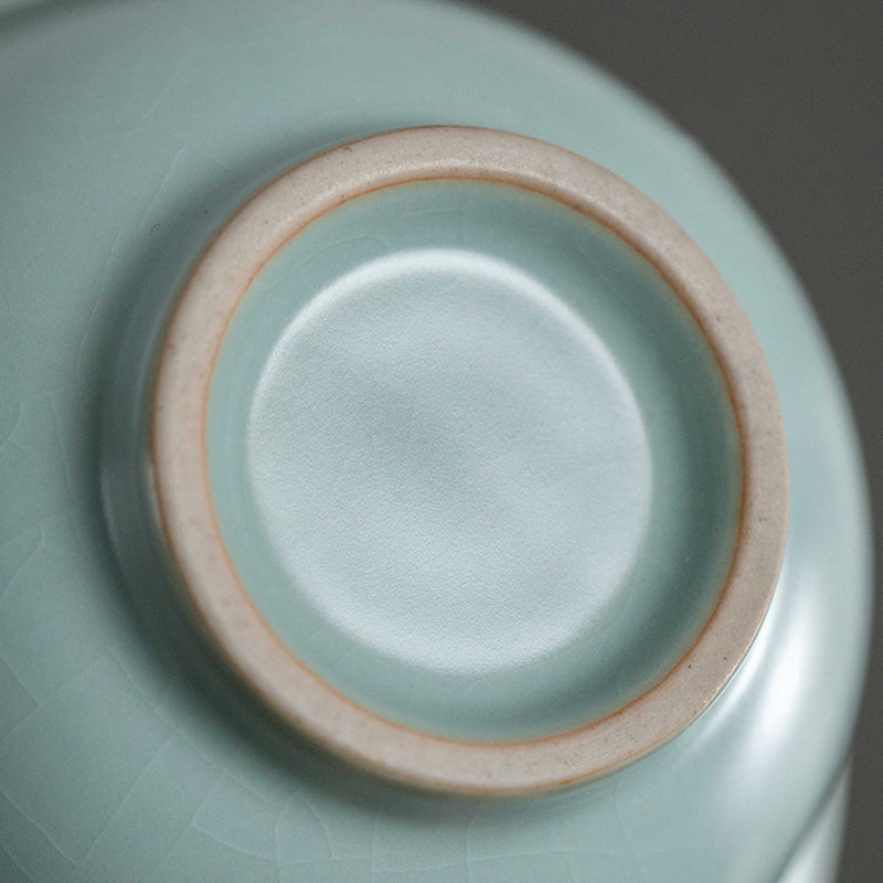 Ru Kiln Celestial Green Hovering Sansai Covered Bowl Traditional Chinese Porcelain