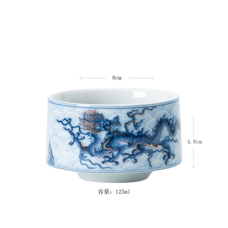 Gold and Silver Blue Dragon Tattoo Cup