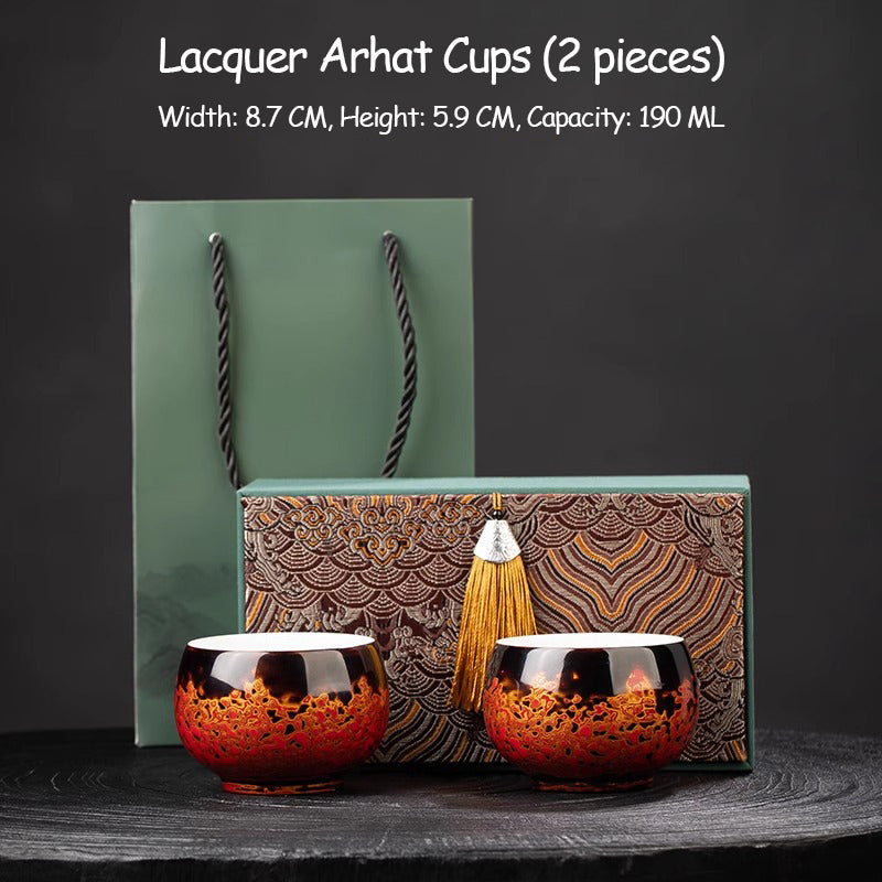 Handmade Lacquer Arhat Cups by Intangible Cultural Heritage Craftsmen