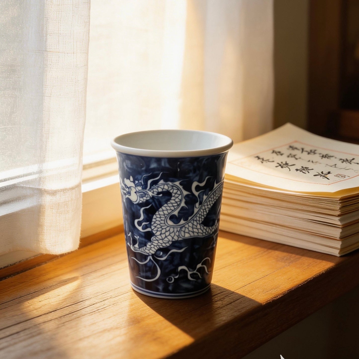 Handcrafted Porcelain Flying Dragon Master Cup – Large Capacity Artistic Tea Cup for Kung Fu Tea, Personal Use & Home Elegance