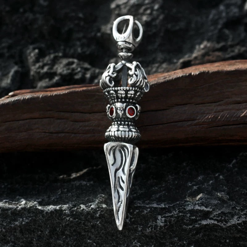 S925 Sterling Silver Demon - Subduing Vajra Pestle Necklace