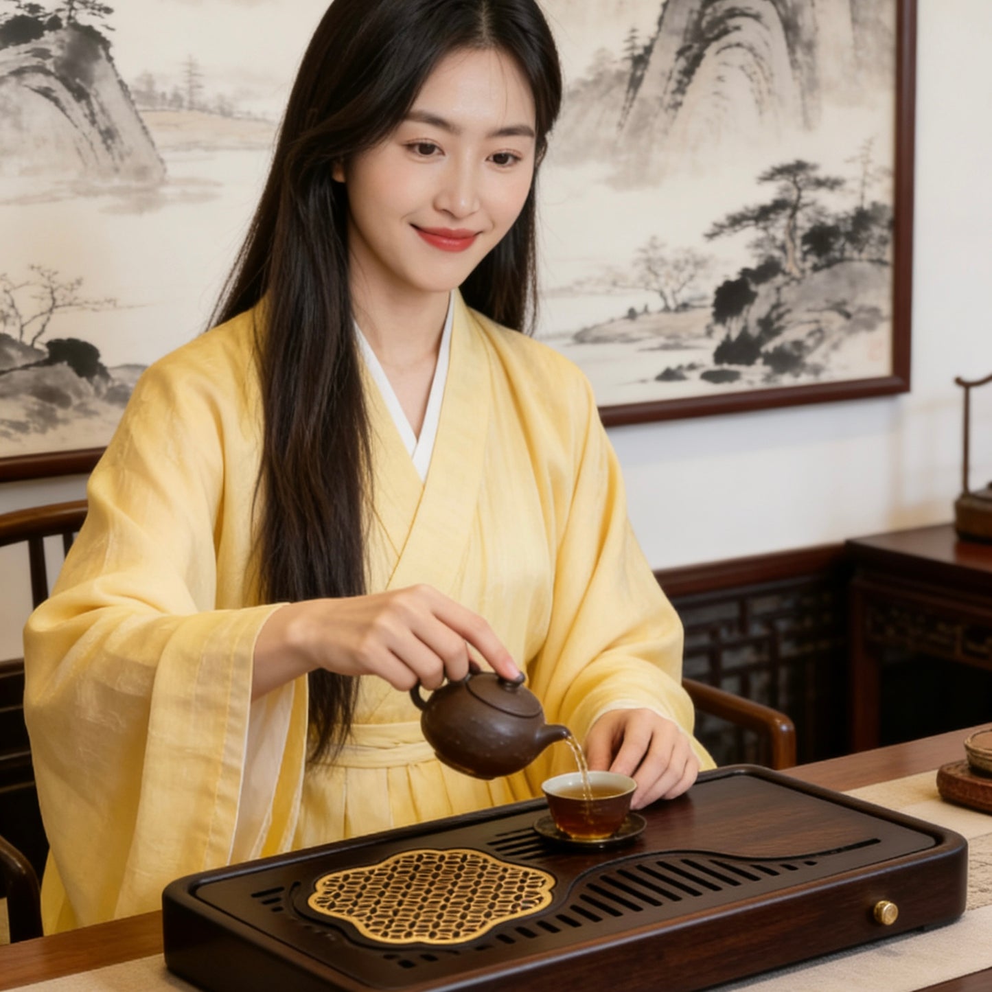 Premium Bamboo Tea Tray – Elegant "Sea View" Design for Tea Lovers—Elevate Your Tea Ritual with Timeless Craftsmanship