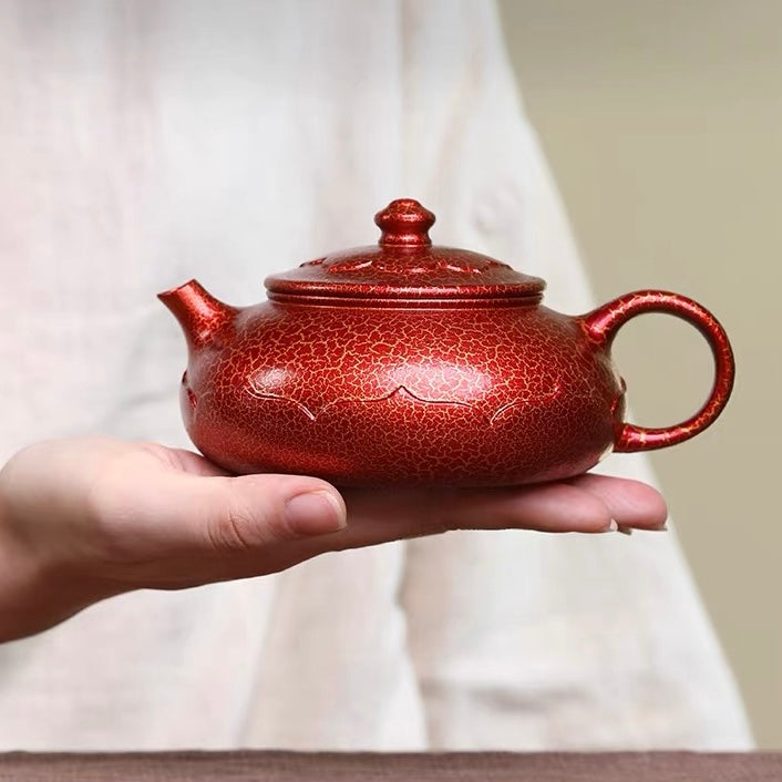 Authentic Yixing Zisha Teapot | Handmade High‑Temperature Shell‑Fired Lotus Lantern Kung Fu Tea Pot