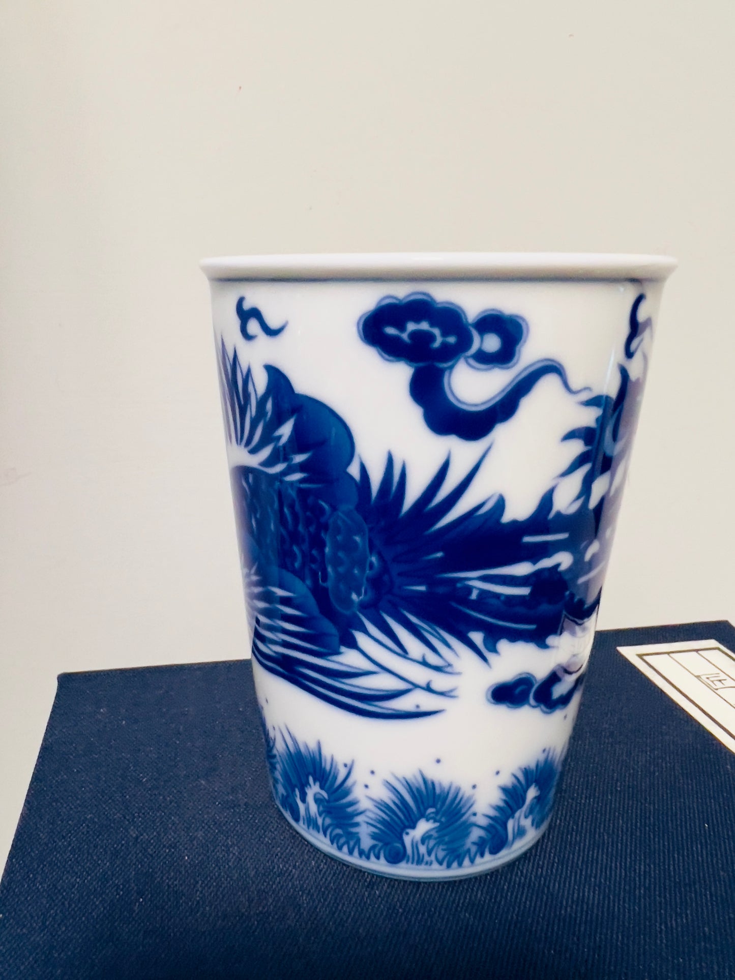 White and Blue Porcelain Dragon and Phoenix the Couple Set Beer Cup