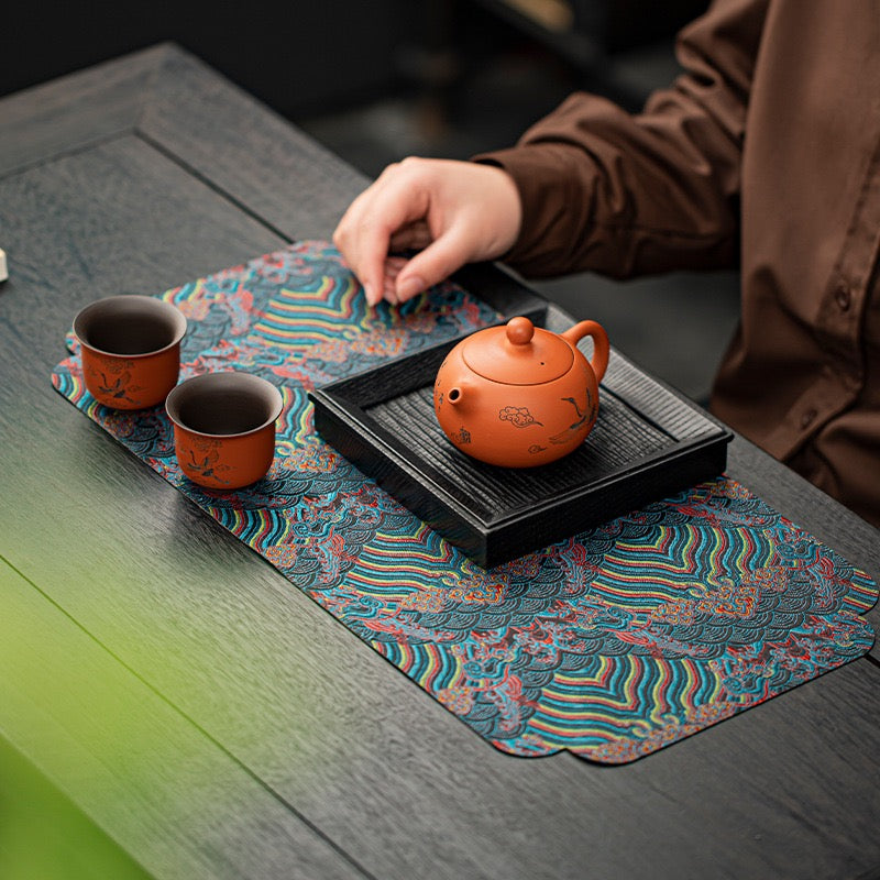 Exquisite Brocade Tea Mat Collection—Chinese Brocade Tea Mat | Double-sided Waterproof Tea Cloth for Tea Ceremony | Luxury Chadao Accessory—Elevate Your Tea Ritual