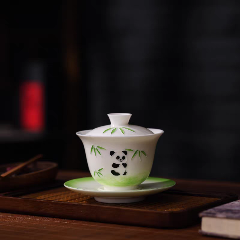 3D and Hand Painting Panda Patterns Gaiwan