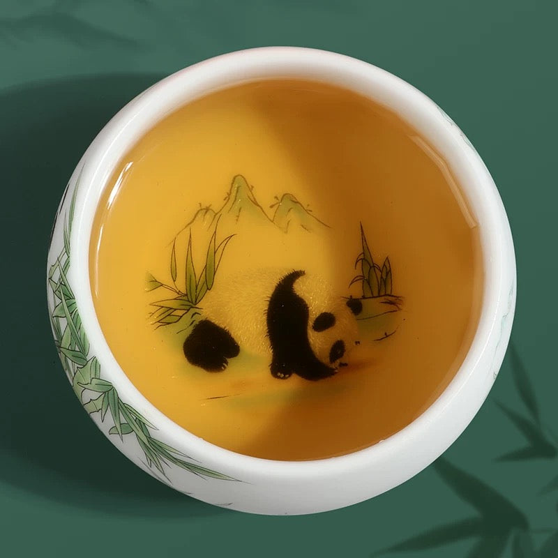 Panda Icy Jade Porcelain Tea Cup | Luxury Personal Master Tea Cup —Premium icy jade porcelain tea cup with adorable panda design, smooth & translucent texture, ideal for personal use and elegant gifting