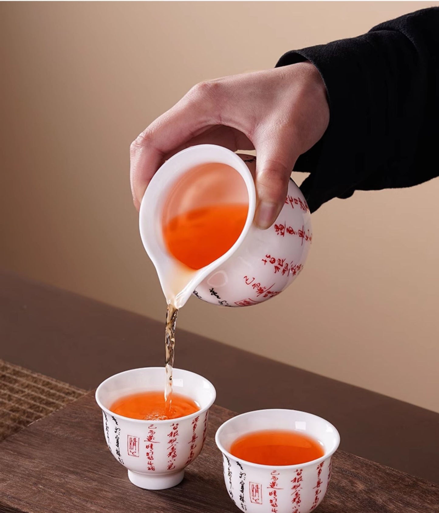 White porcelain tea set with mutton-fat jade calligraphy