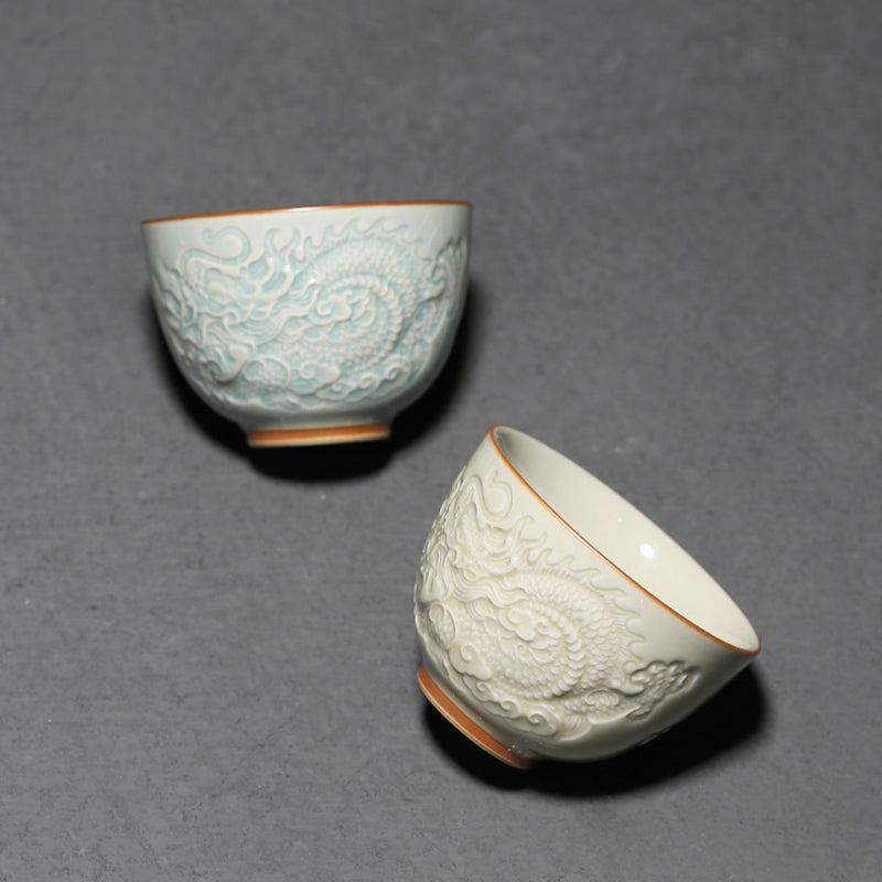 Cracked Ice Cameo Dragon Teacup