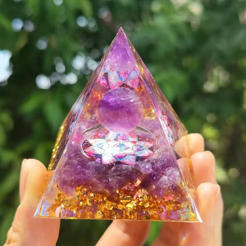 Tree of Life Orgonite Pyramid Crystal Reiki Energy