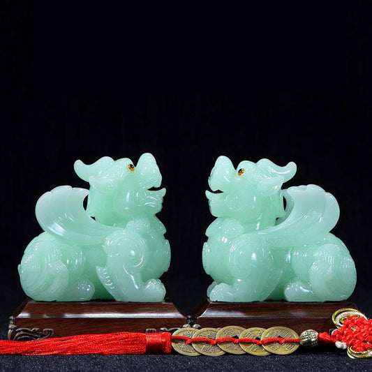 Pixiu jade ornament office decoration Chinese mythological story symbolizing good luck and fortune