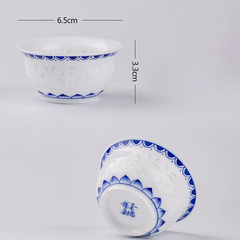 Qinghua Linglong Porcelain Gaiwan Set/Single Teacup