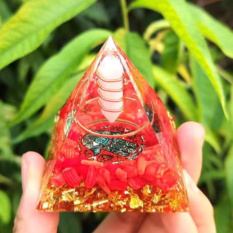 Tree of Life Orgonite Pyramid Crystal Reiki Energy