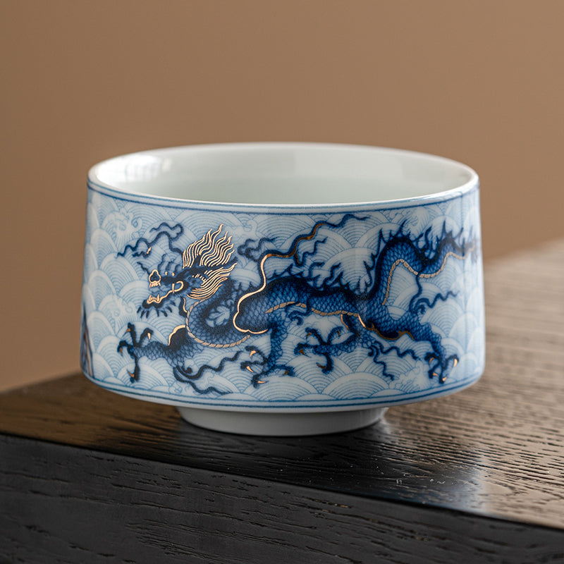 Gold and Silver Wrong Blue  Dragon Tattoo Cup