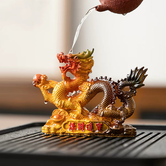Color Changing Tea Pet Ornament, Golden Dragon Playing Pearl, Hot Water Color Change, Tea Table Decor, Kung Fu Tea Ceremony Accessory, Boutique Tea Play￼