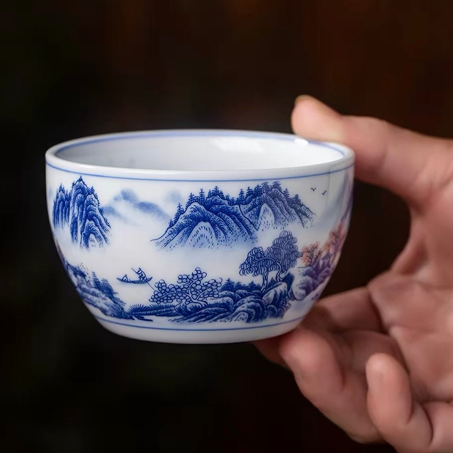 Jingdezhen Hand-Painted "Linglong" Rice-Grain Dragon Tea Cup