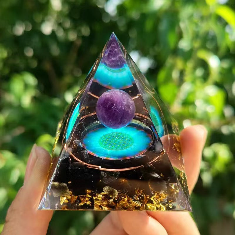 Tree of Life Orgonite Pyramid Crystal Reiki Energy