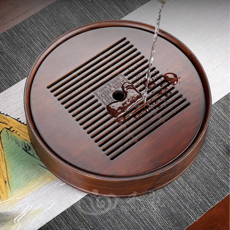 Water storage bamboo tea tray