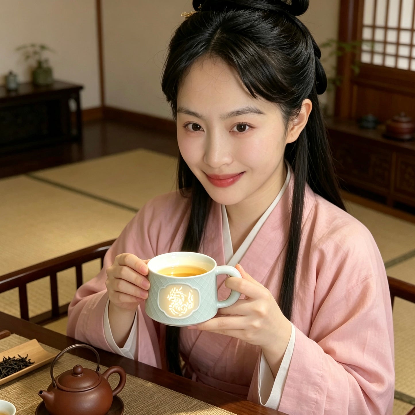 Jingdezhen Linglong Porcelain Zodiac Mug Chinese Long （Dragon Pattern）