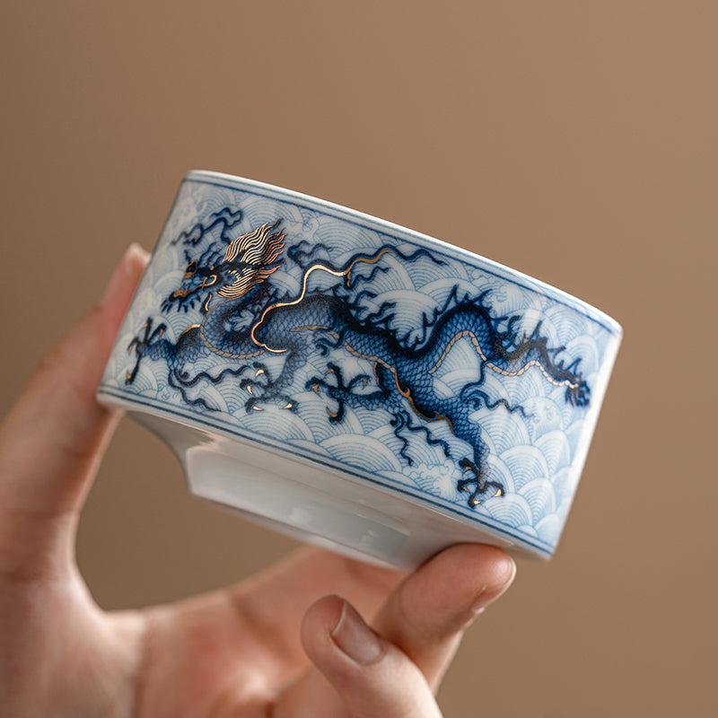 Gold and Silver Wrong Blue  Dragon Tattoo Cup