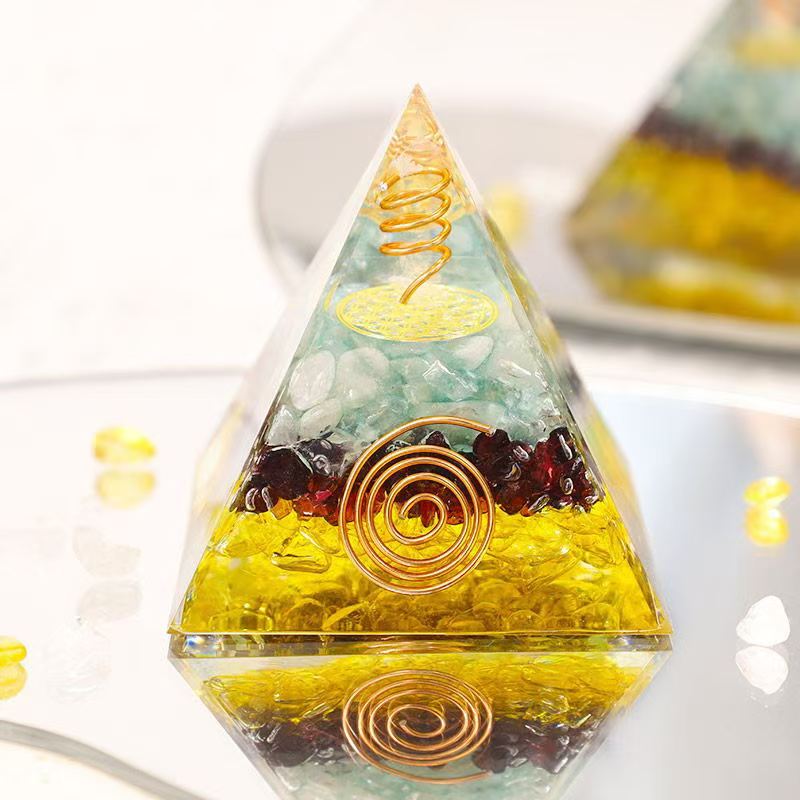 Tree of Life Orgonite Pyramid Crystal Reiki Energy