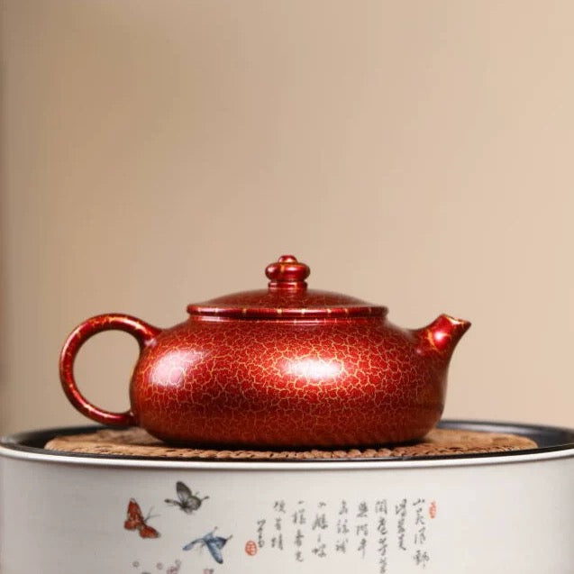 Premium Yixing Zisha Teapot: Handcrafted Hanjiang Hu with Shell-Firing Glaze