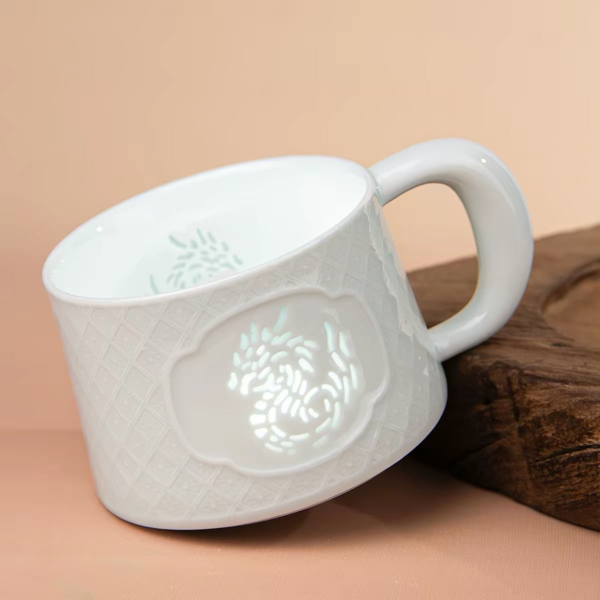 Jingdezhen Linglong Porcelain Zodiac Mug Chinese Long （Dragon Pattern）