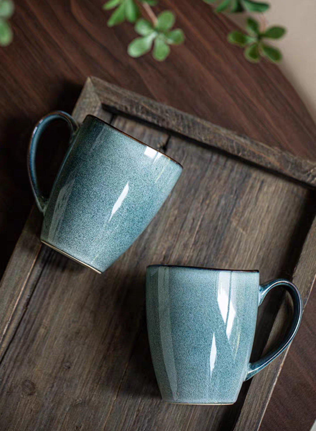 Blue Kiln-Changed Glaze Ceramic Mug - 450ml Masculine Design Coffee Cup, Office/Everyday Tea Mug for Men