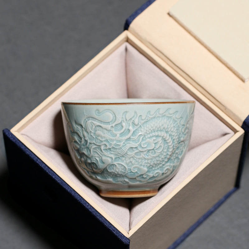 Cracked Ice Cameo Dragon Teacup