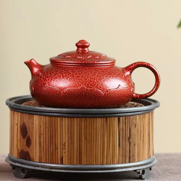 Authentic Yixing Zisha Teapot | Handmade High‑Temperature Shell‑Fired Lotus Lantern Kung Fu Tea Pot