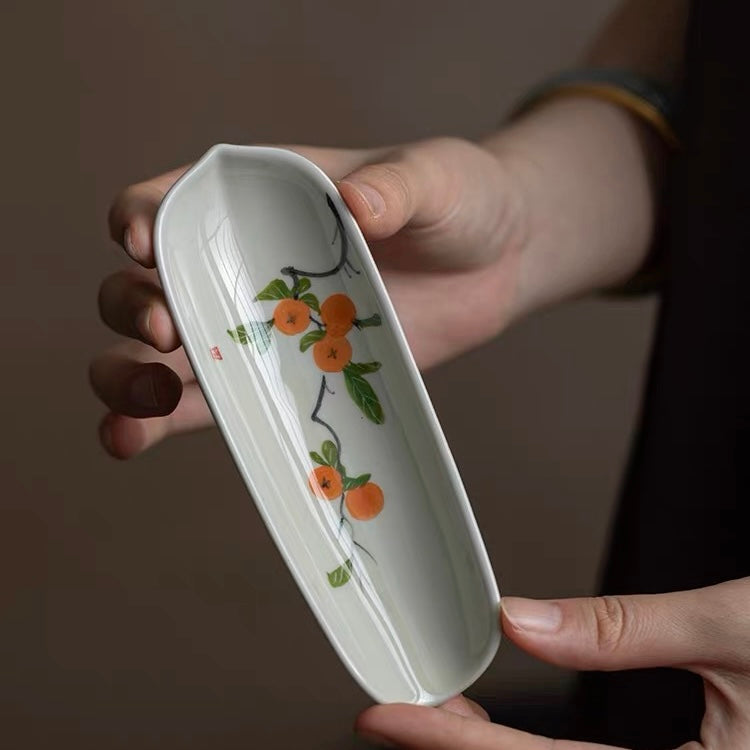 Chinese Traditional Porcelain Cha Ze—tea tool to put tea inside Gaiwan or Teapot