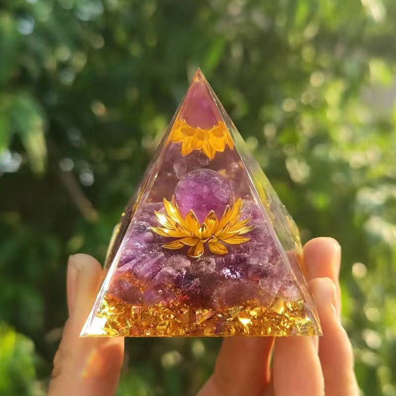 Tree of Life Orgonite Pyramid Crystal Reiki Energy