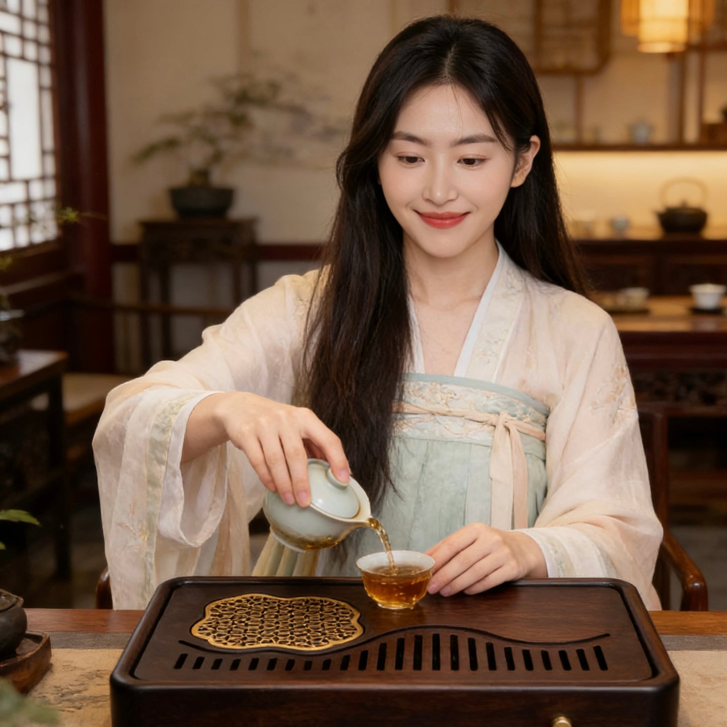 Premium Bamboo Tea Tray – Elegant "Sea View" Design for Tea Lovers—Elevate Your Tea Ritual with Timeless Craftsmanship