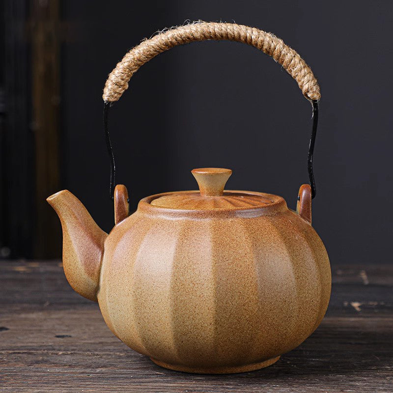 Round the stove boiling tea teapot pumpkin shape boiling kettle 600cc